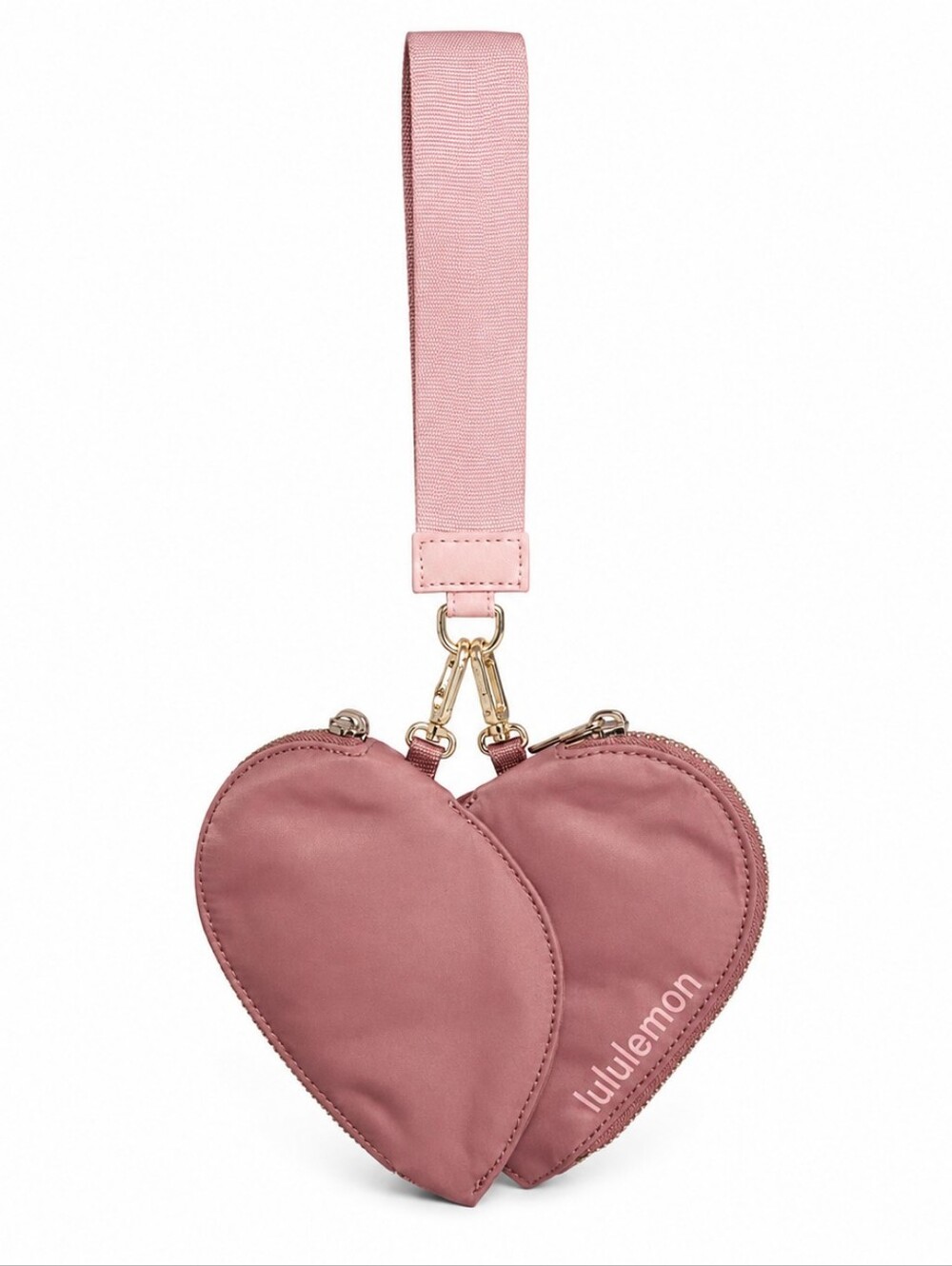 NWT LULULEMON DUAL POUCH WRISTLET Heart Spiced Chai Pink Haze Gold